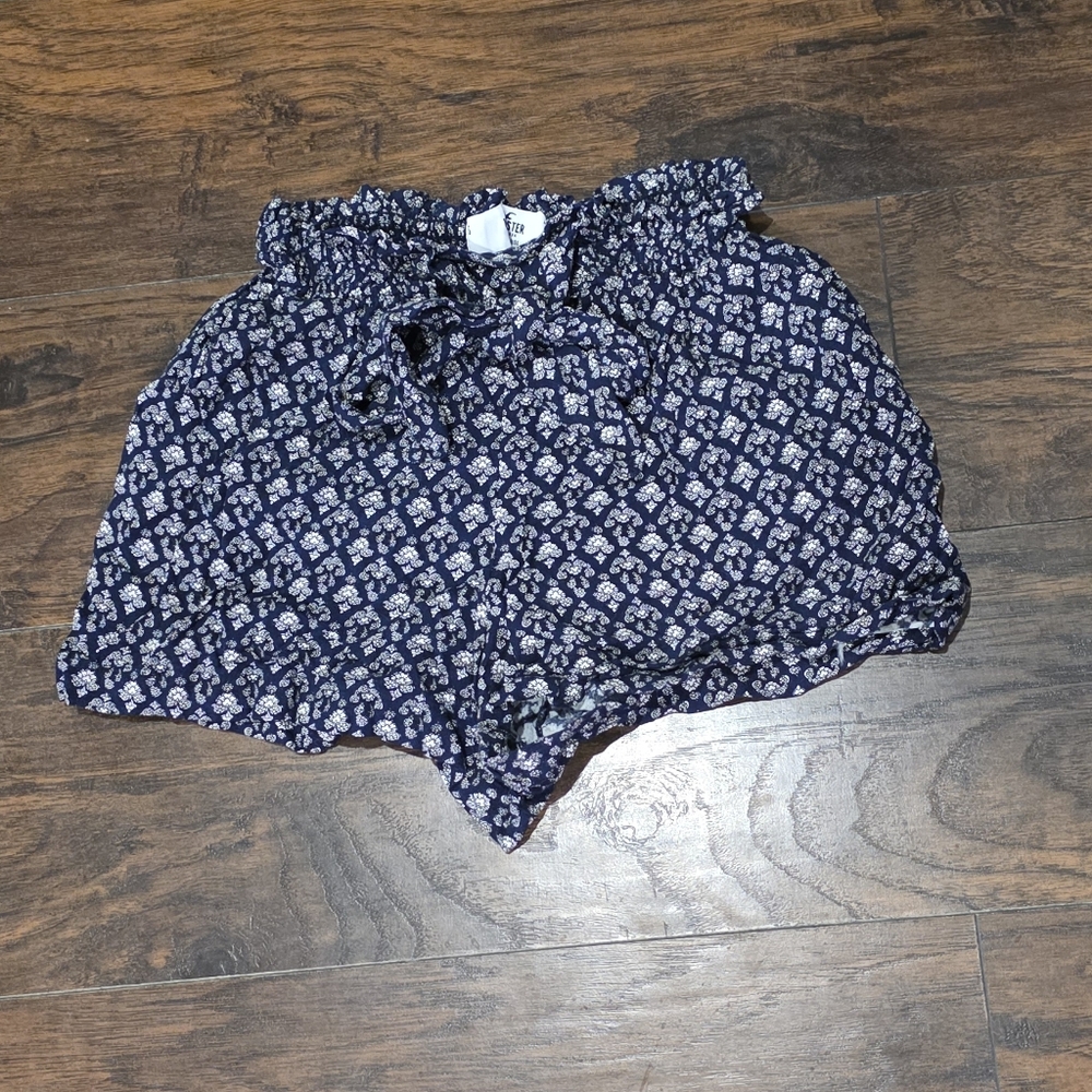 Hollister Navy Floral High Waist Shorts